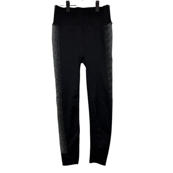 Black & Silver Fabletics High-Waisted Sculptknit Reflective Leggings - Large - Picture 3 of 6